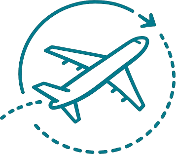 Airplane icon representing flight and airline travel services