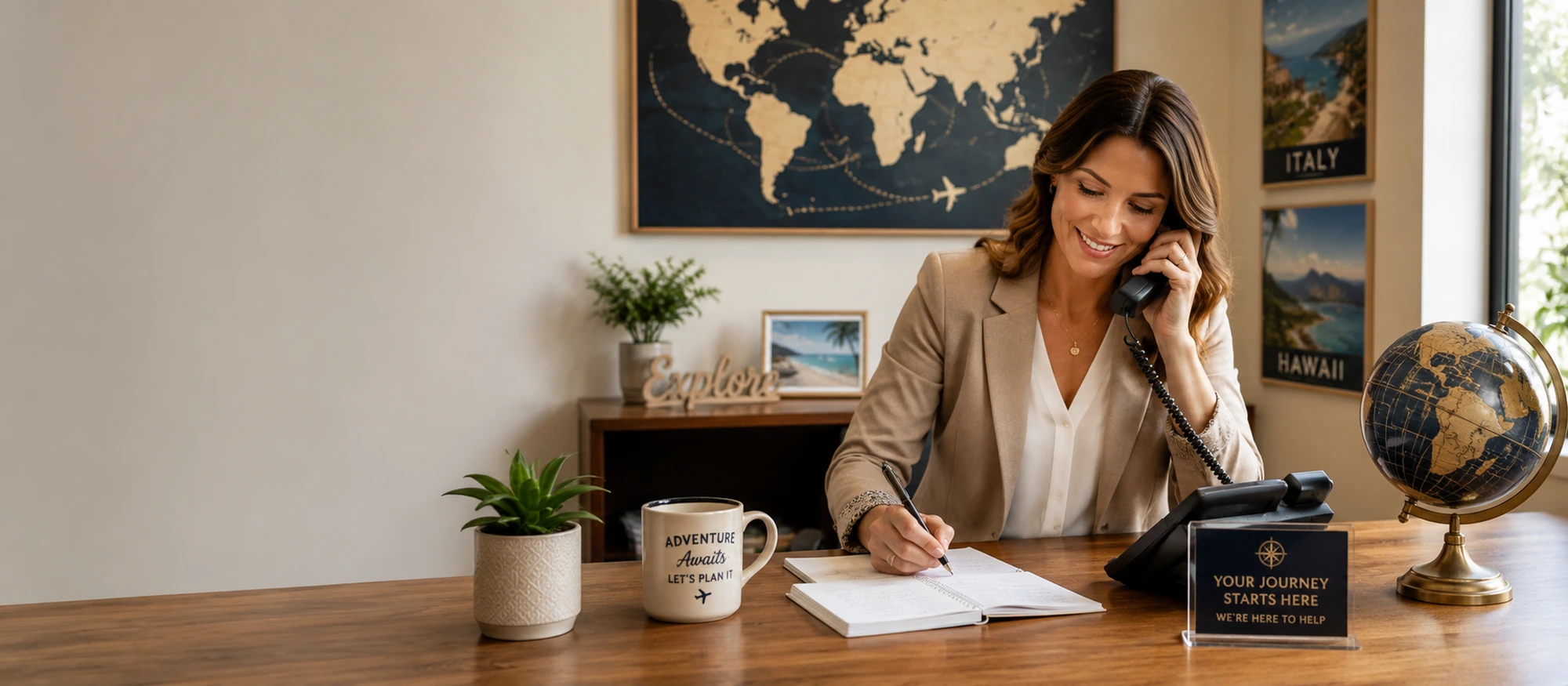 A to Z Travel Center advisor speaking with a traveler by phone