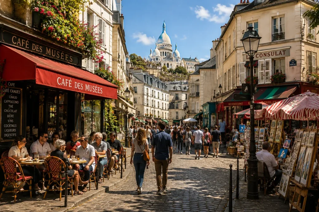 Travelers exploring a European city known for local markets, cafés, and culinary traditions