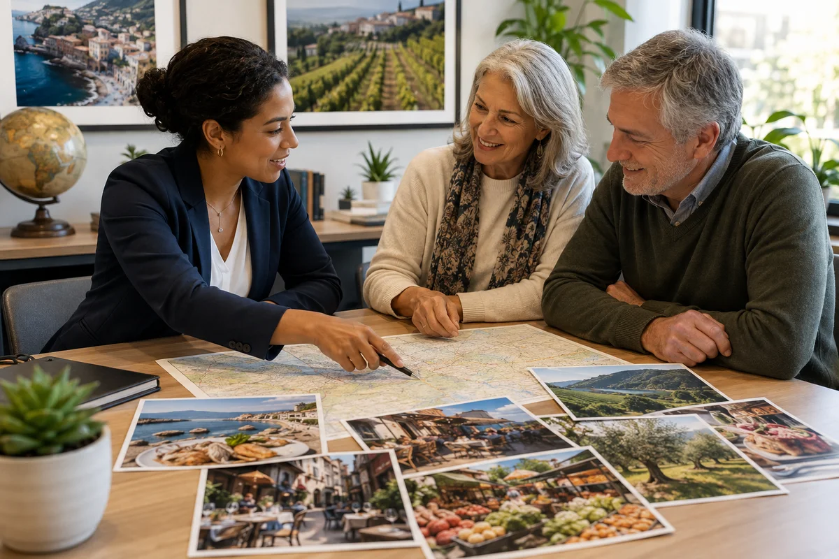 Travel advisor helping mature travelers plan a personalized food and culinary journey